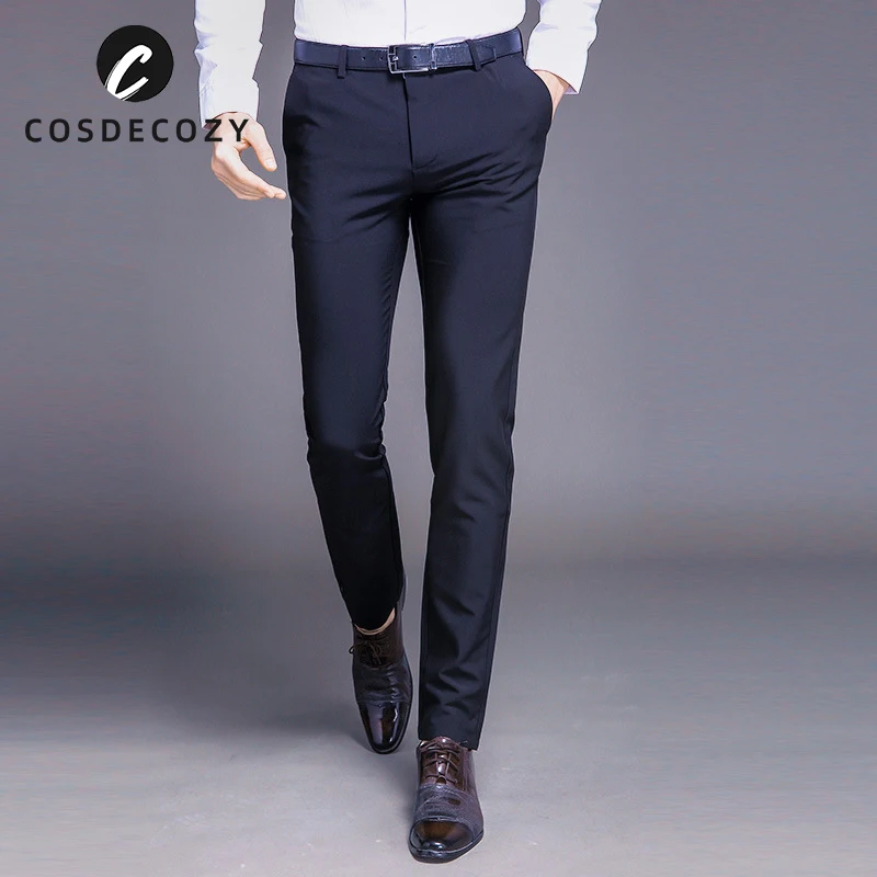

Cosdecozy Men 2021 Summer Spring Fashion Business Office Zipper Button Long Suit Pants Plus Size Straight Trousers For Male