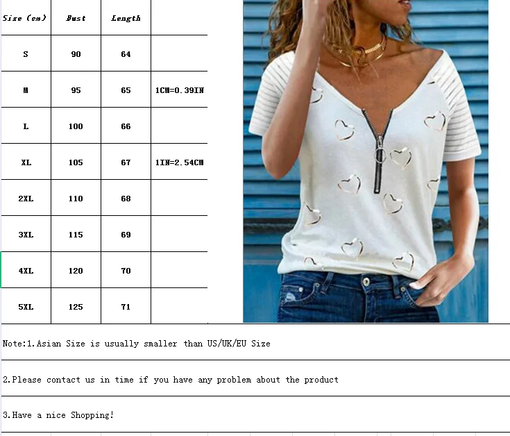 

Women's Printed T Shirt V Neck Zipper Casual Loose Short Sleeve Top Summer Fashion Sexy Plus Size Clothing