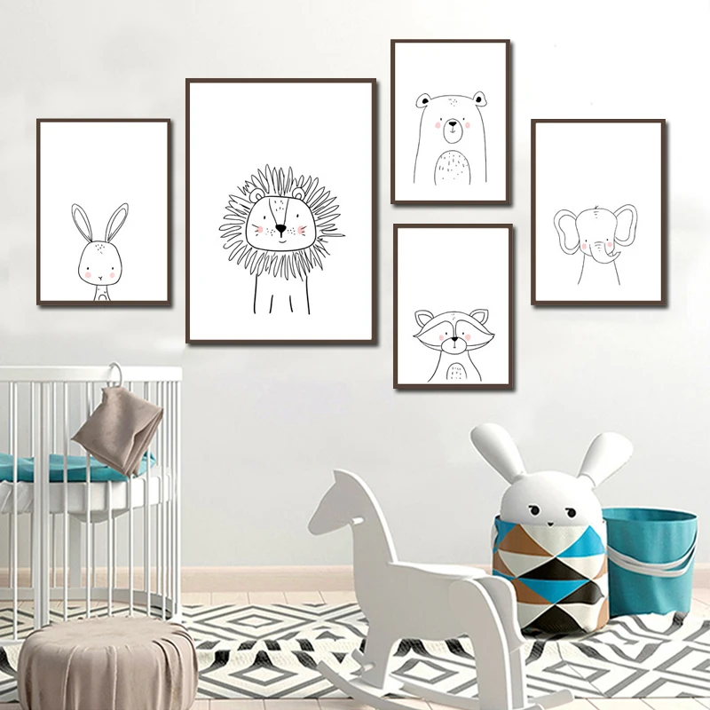Скандинавский абстрактный минимализм детская комната Фреска милый мультфильм