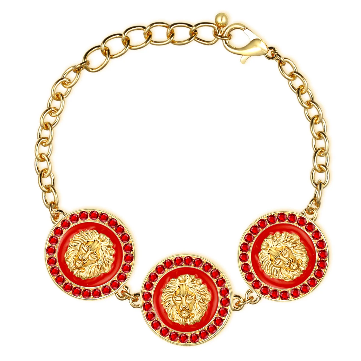 

Женский браслет в стиле хип-хоп с 3 головами льва