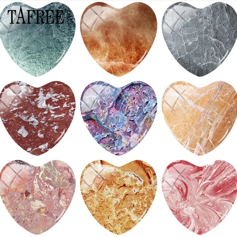 Роскошный Глянцевый гранитный камень TAFREE Мраморная текстура сердце 25 мм