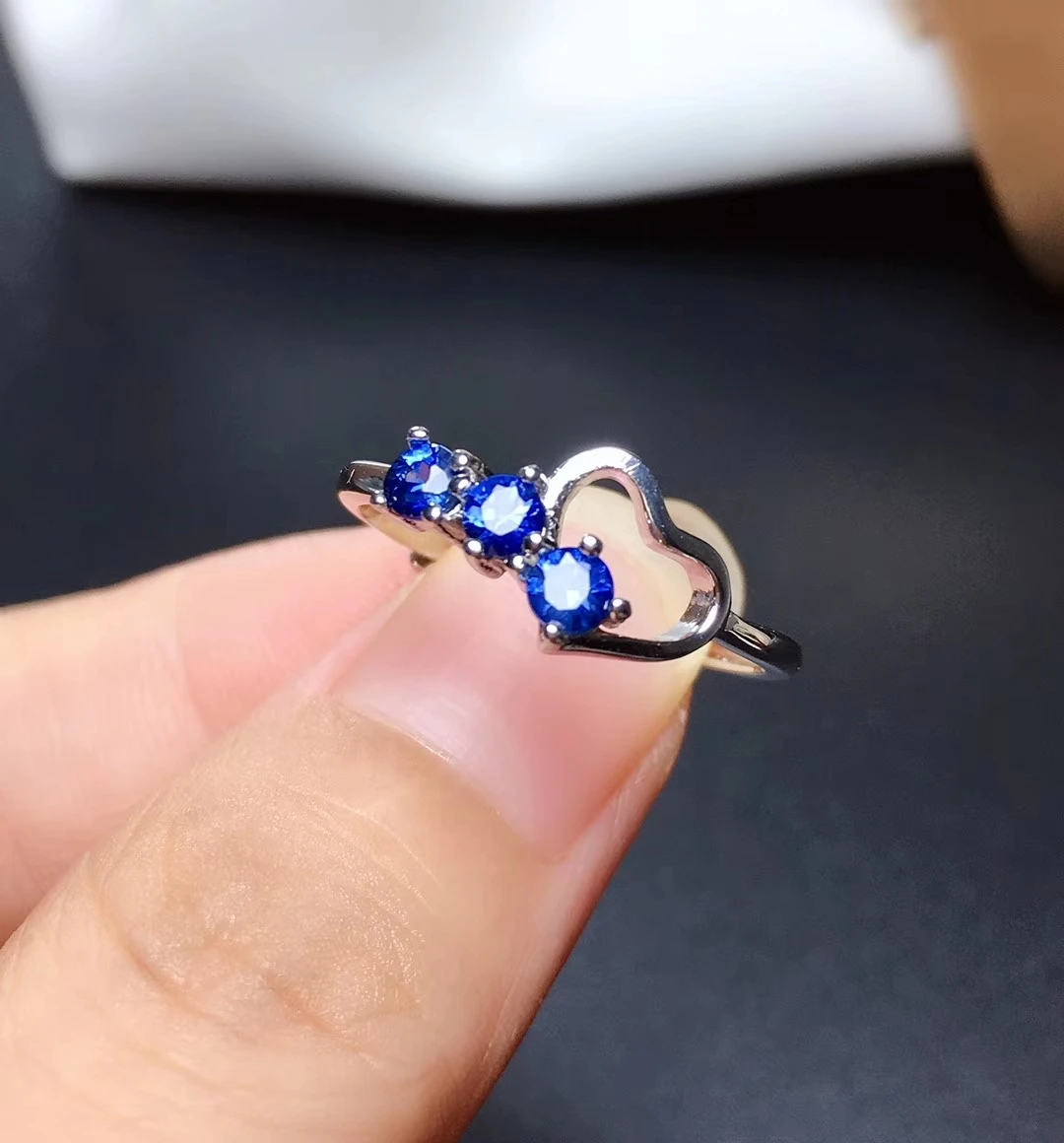 Женское кольцо с сапфиром S925 модное романтическое натуральным голубым сердцем