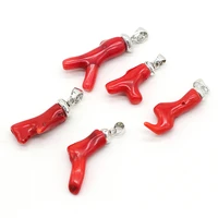 1pcs irregular branches shape red coral pendants for diy earring necklace jewelry making accessories gift size 8x20 10x30mm