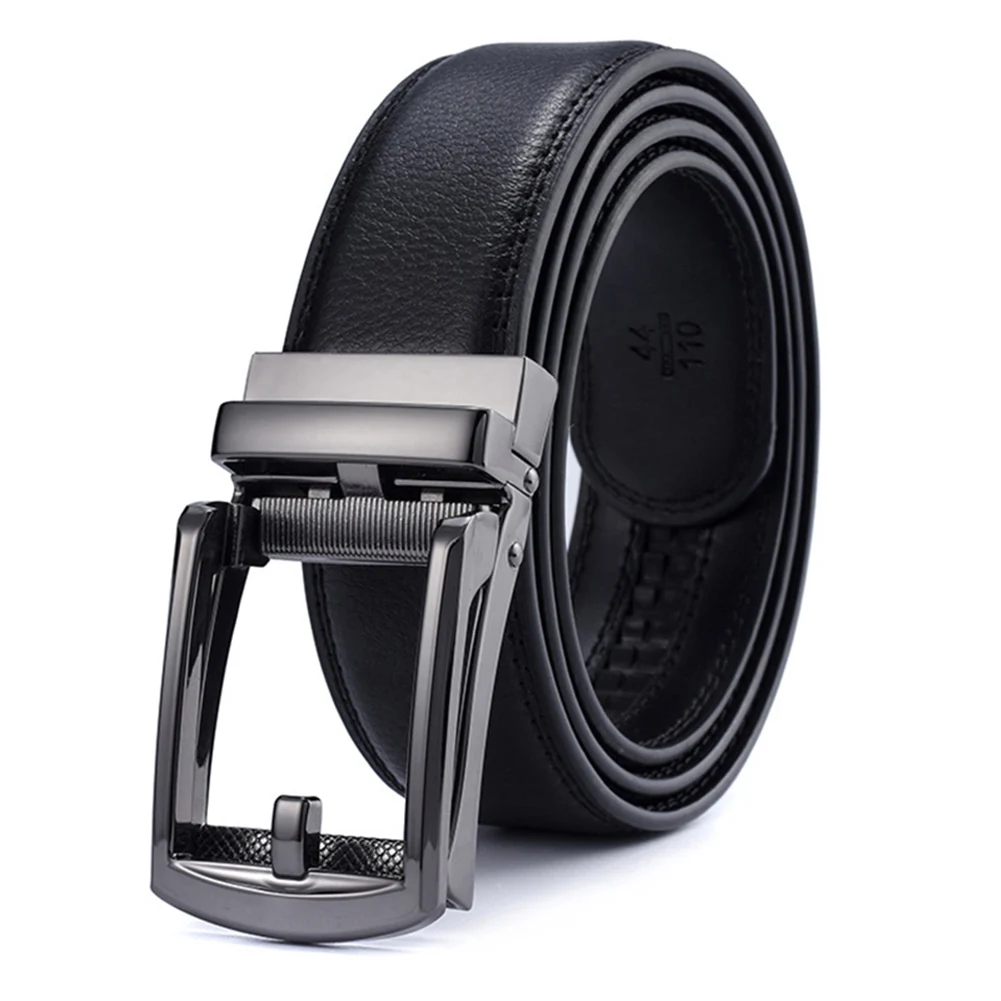 

Newly Men Leather Ratchet Dress Belt with Automatic Buckle Jeans Pants Trousers Belt m99