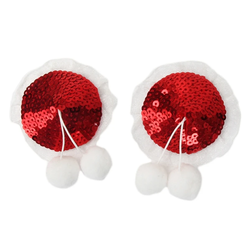 

Christmas Nipple Cover Metallic Sequins Breast Chest Sticker Plush Ball Pasties