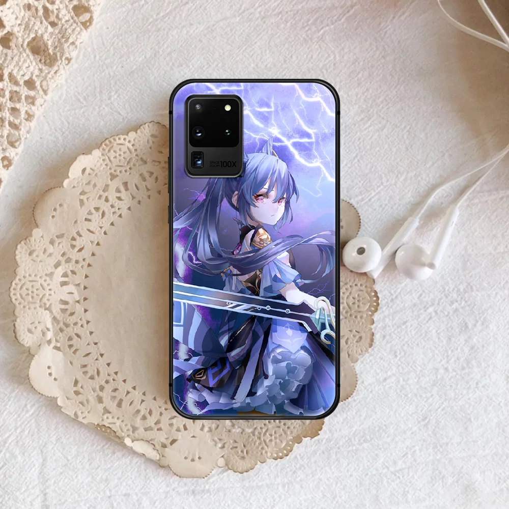 

genshins impact keqing Phone Case Cover Hull For Samsung Galaxy S 7 8 9 10 e 20 FE edge uitra plus Note 9 10 20 black Cell
