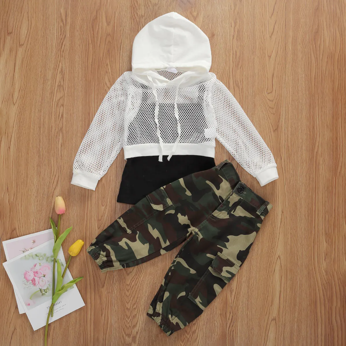 Комплекты одежды из 3 предметов для маленьких девочек белый сетчатый топ с