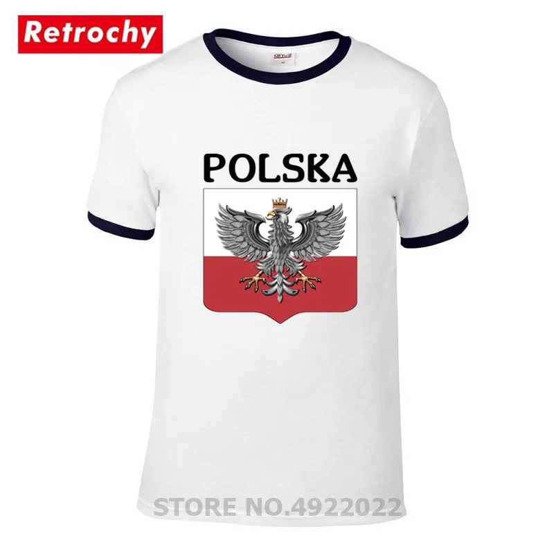 Новейшая модель Футболка Polska Awesome узор польским орлом &quotи&quot щит мужская летняя