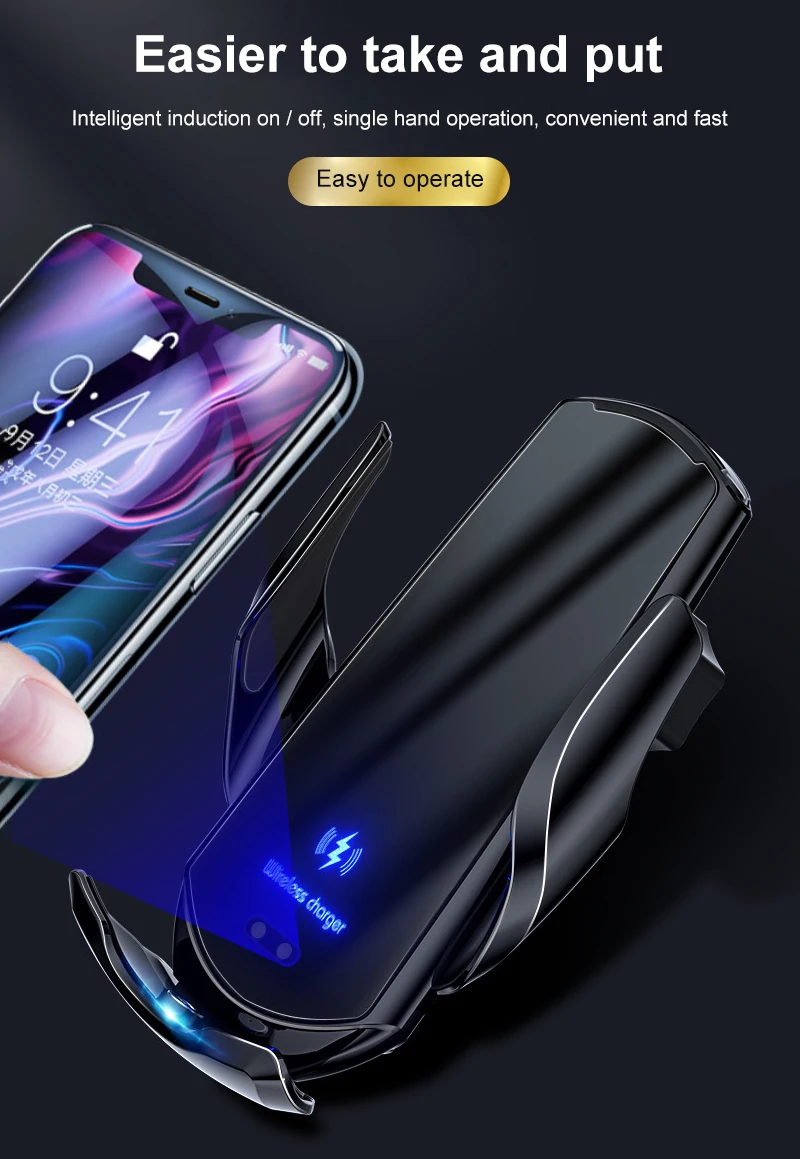 

Automatic Clamp Car Phone Holder 15W Wireless Charger For iPhone Quick Charge 3.0 Air Vent Mount Holder Car Wireless Charging