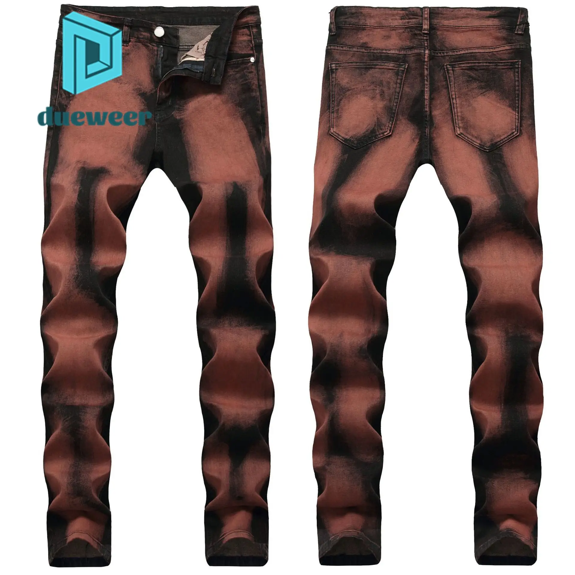 

DUEWEER Men Tie Dye Skinny Jeans Hip Hop Gradient Trousers Streetwear Men Stretch Ankle Tie Jeans Cargo Pencil Denim Pants