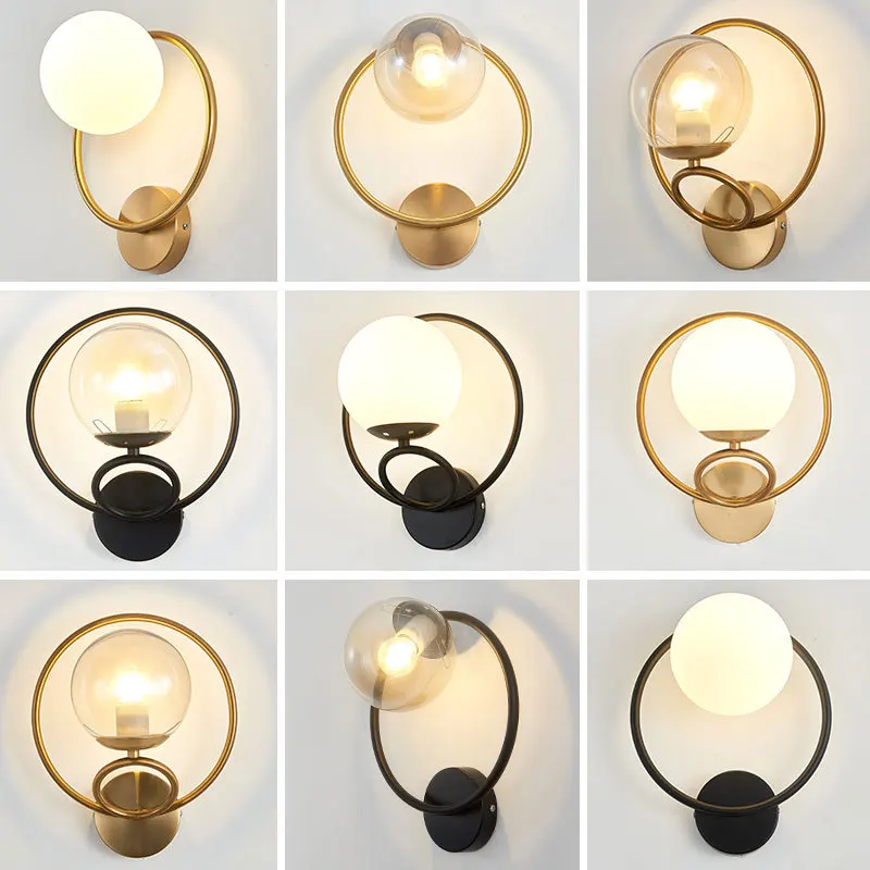 

Nordic Creative Wall Lamp Luxury Living Room Bedroom Bedside Light Simple Corridor Background Wall Lamps E27 Lamp Holder