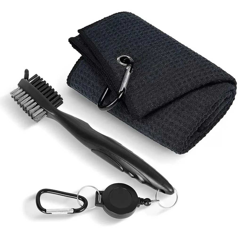 

Golf Club Double-sided Cleaning Brush and Cotton Towel Golf Clubs Head Groove Cleaner Set Drop Ship Hook Golf Club Cleaning Kit