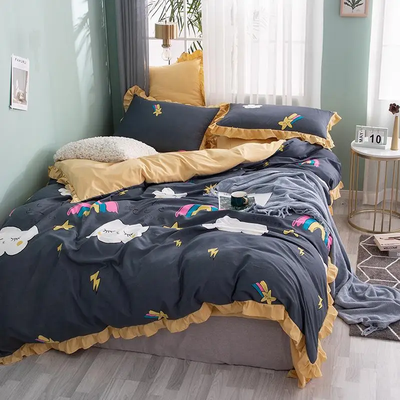 

49 pink cat comforter bedding sets lace duvet cover set bed covers and bedspreads bed sheets and pillowcases 4pcs