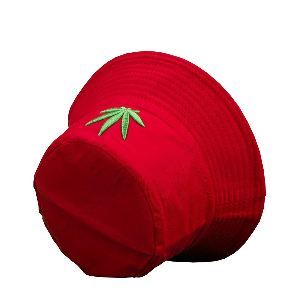 Шляпа ведро женская шляпа от солнца мужская с вышитым листом летняя зеленая для