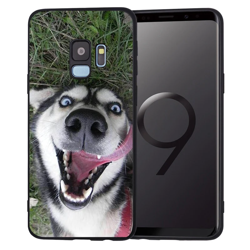 Черные Мягкие силиконовые чехлы Забавный чехол для телефона Хаски Samsung Galaxy S8 S9 S10