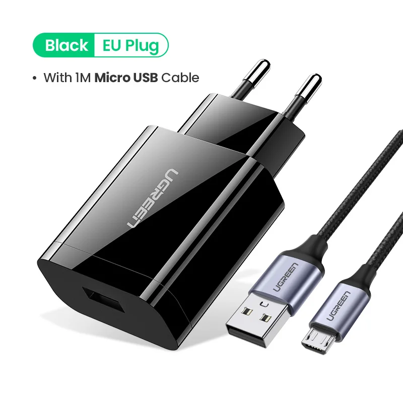 Black add Micro usb Ugreen Телефона Qualcomm Быстрая Зарядка 3.0 18 Вт Быстрое Зарядное Устройство USB(быстрая Зарядка 2.0 Совместимый) для Samsung Xiaomi 5 Huawei lg - Тип штекера: Black add Micro usb