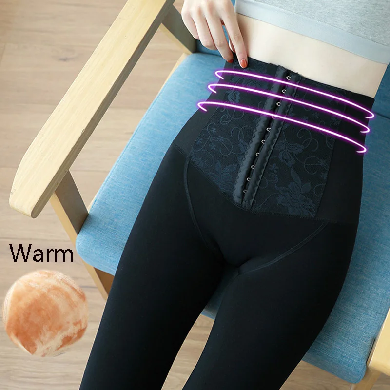 Зимние колготки с высокой талией для живота эластичные теплые бархатные