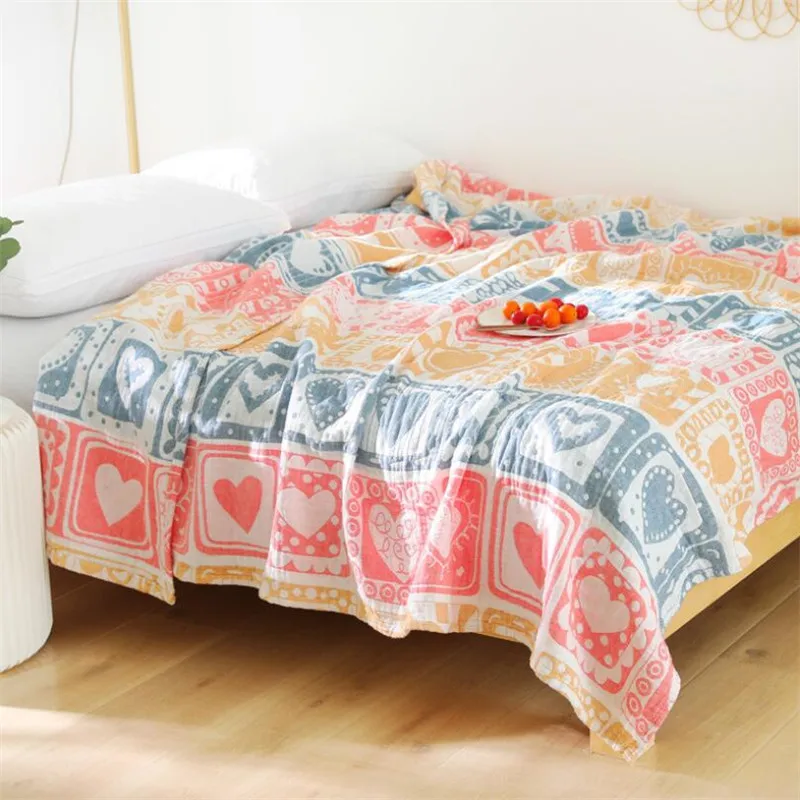 للبيع فريد الشاش مفرش قطن الملكة سرير حجم كينج غطاء بطانية الكبار الصيف غطاء مكتب المنزل قيلولة النوم بطانية غطاء سرير