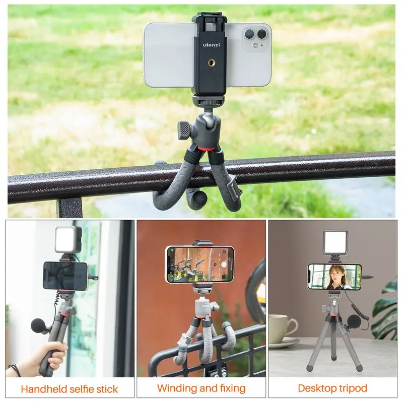 

Ulanzi MT-19 Flexible Mini Tripod for Phone DSLR SLR Camera 2 in 1 Portable Vlog Tripod With Cold Shoe for Microphone LED Light