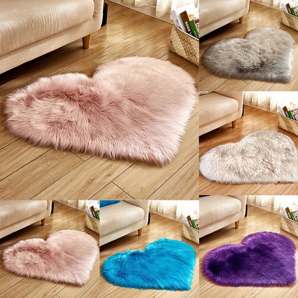 Коврики Love Heart из искусственной овечьей шерсти Пушистый Ковер прикроватное