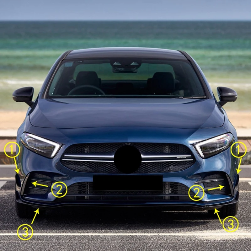 4Pcs Front Lower Bumper Splitter Spoiler Canardr ​Trim for Mercedes-Benz a Class W177 A180 A200 A220 A250 AMG 2019+ |