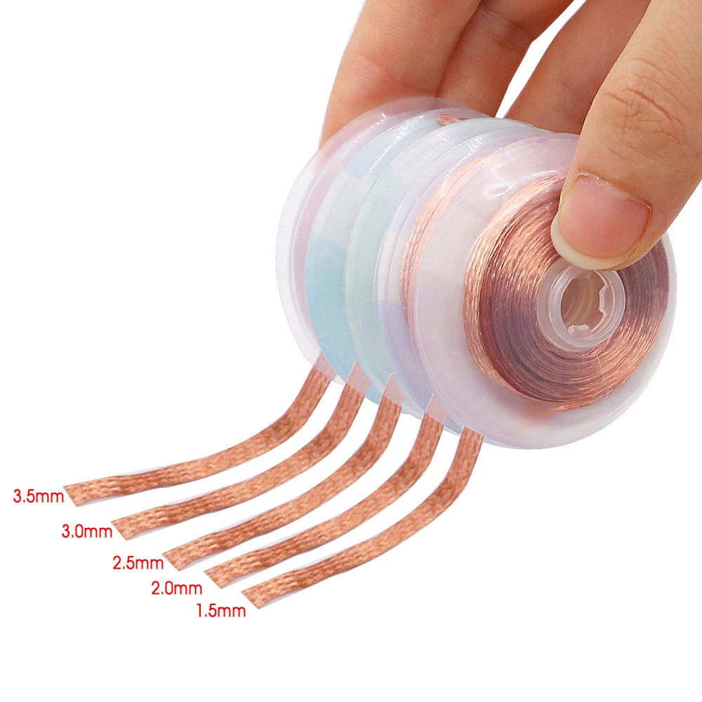 

1.5mm 2mm 2.5mm 3mm 3.5mm Width 1.5M Length Desoldering Braid Welding Solder Remover Wick Wire Lead Cord Flux Repair Tool