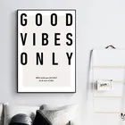 Минималистичная черно-белая мотивирующая фотография с буквами Good Vibes Only настенная Картина на холсте Современный домашний декор TB24
