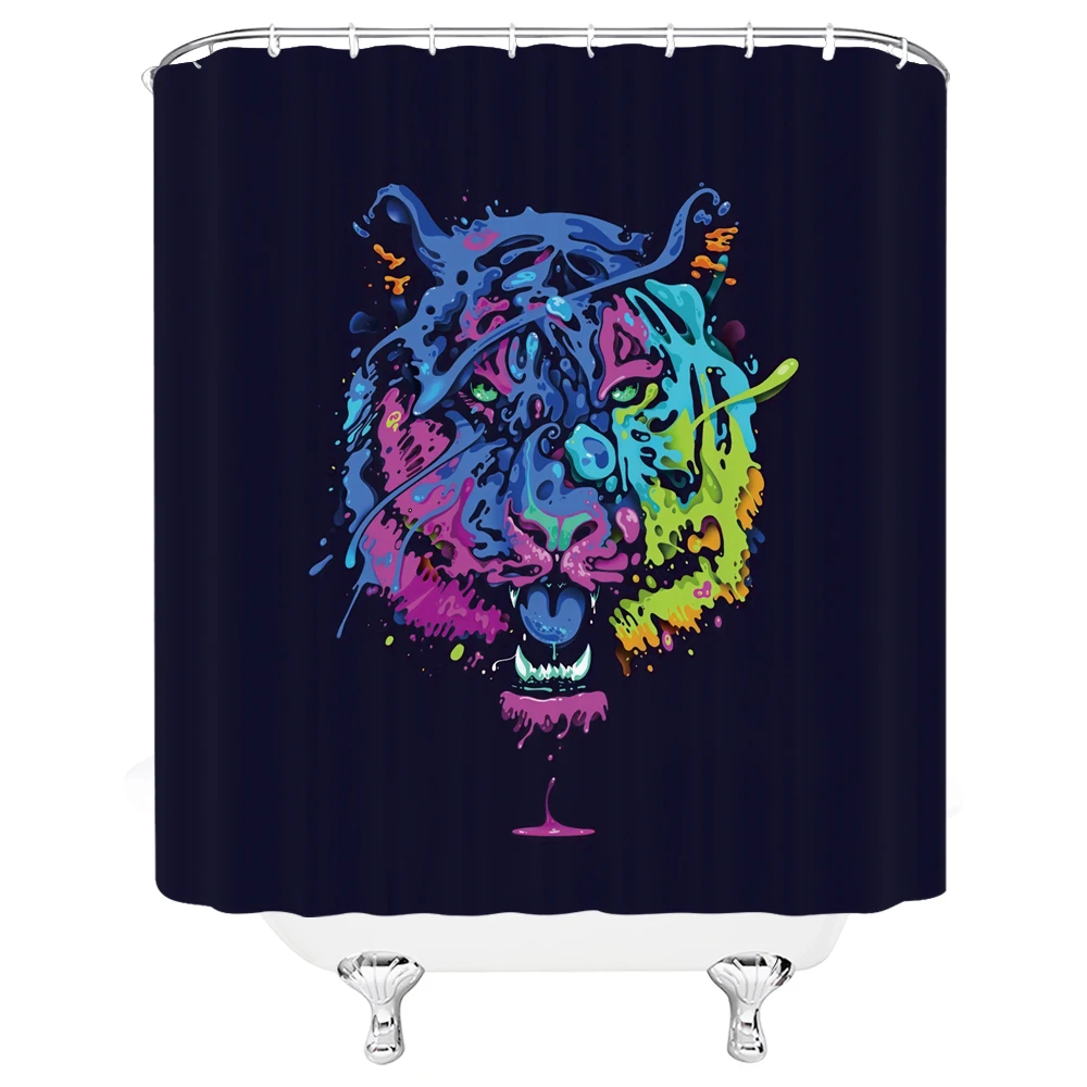 Голова тигра водонепроницаемый и устойчивый к плесени ткань занавеска для душа