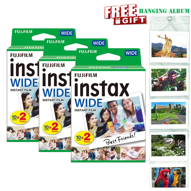 Подлинная Fujifilm Instax Wide фильм монохромный/белый/Радуга для Fuji мгновенный Polaroid Instax широкоугольный фотоаппарат 300/200/210/100/500AF