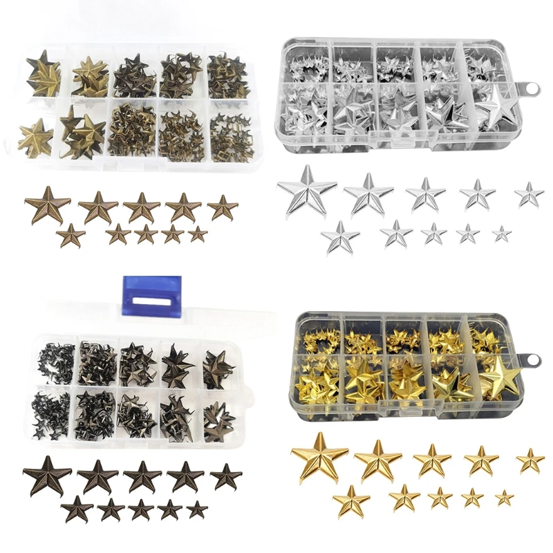 

150 Pieces Star Studs Metal Claw for DIY Backpacks Hats Holsters Straps Decorative Metal Star Studs Rivets Anti‑rust L5YB