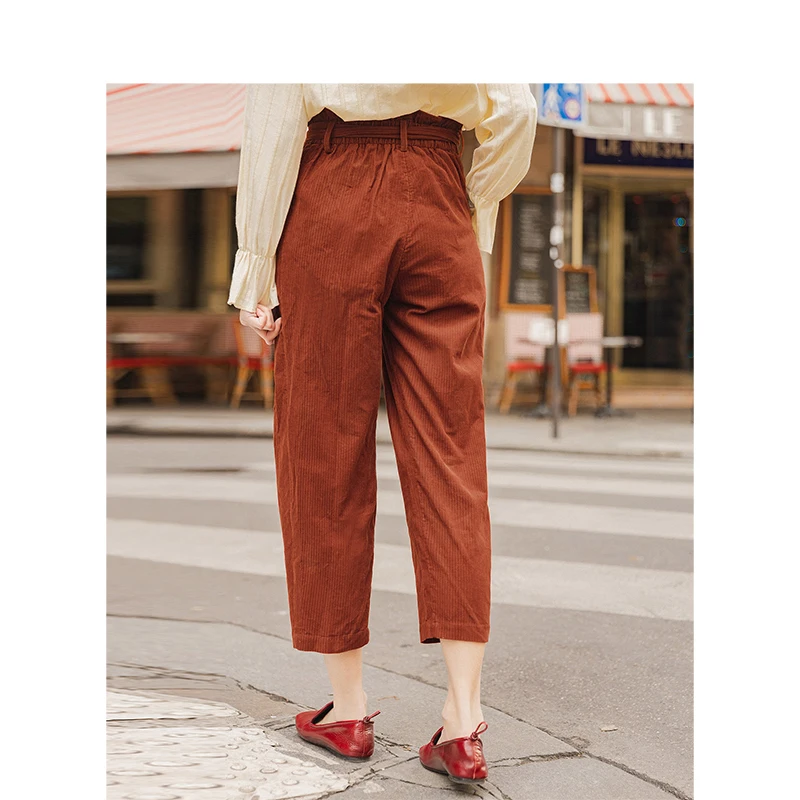 INMAN/весенне-осенние модные вельветовые штаны-шаровары из чистого хлопка с