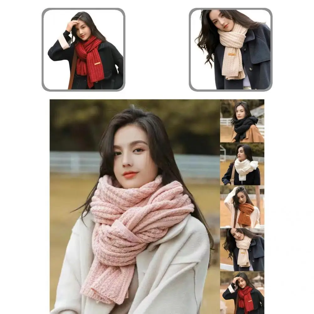 

Lightweight Reliable Woolen Yarn Knitted Women Scarf Skin-friendly Long Scarf Long Lasting for Outdoor