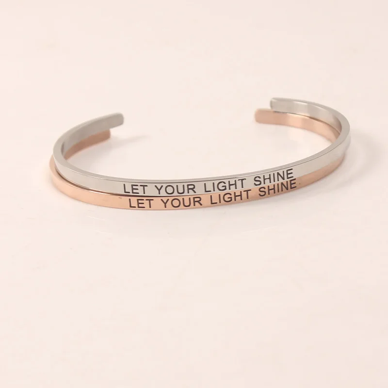 Новейшая модель Пусть ваш светильник блеск цитаты мантра браслеты 316L