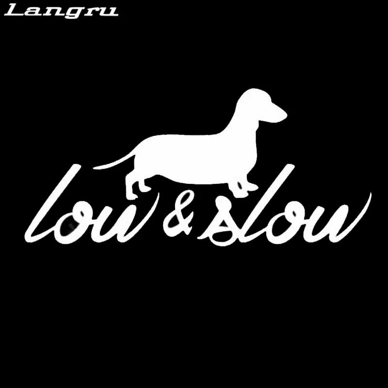 Langru 14.5cm*6.5cm Low &amp Slow Animal Personality Dachshund Vinyl Decals Sticker Car Accessories Jdm | Автомобили и мотоциклы