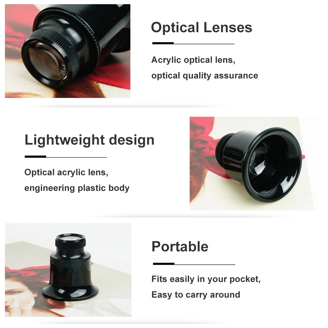 

Monocular Magnifier 20X/15X/10X/5X Handheld Magnifier Jeweler Watch Magnifier Magnifying Glass Tool Magnifier Len Repair Tool