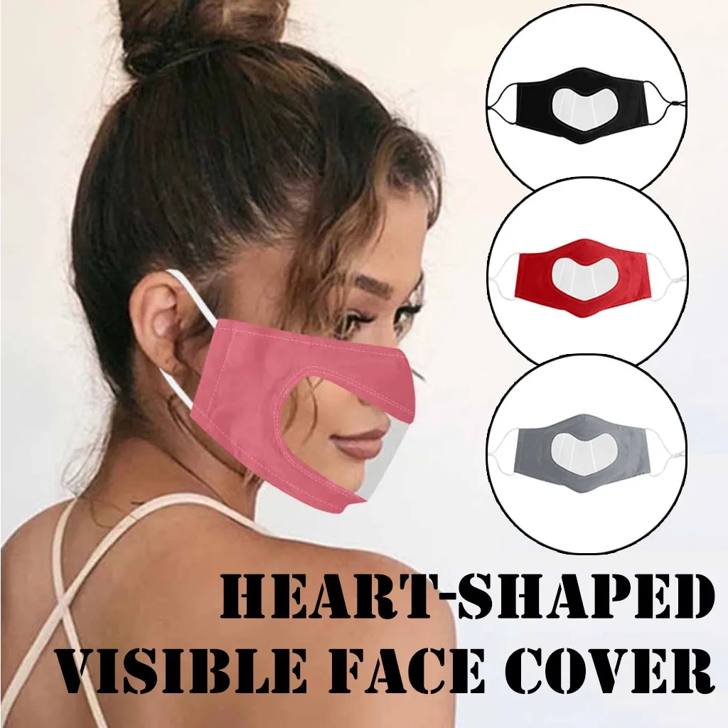 Маска в форме сердца с прозрачным окошком маска для глухих людей моющаяся