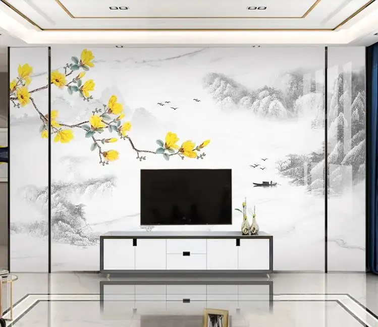 Пользовательские обои новый китайский художественный пейзаж Мраморная Магнолия