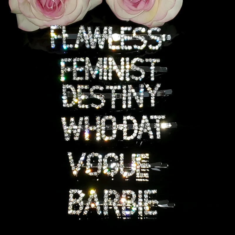 Новое поступление Лидер продаж буквы заколки для волос со стразами &quotженских