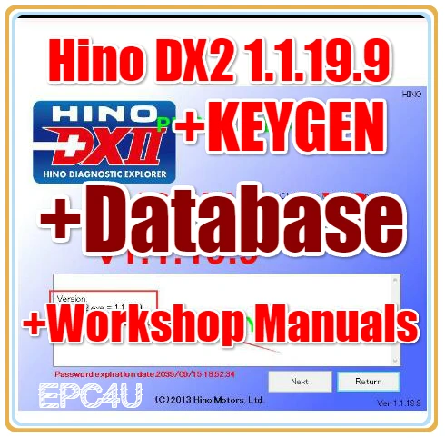 Hino диагностический исследователь 2 DX2 1.1.19.2 + база данных устранения неполадок Keygen