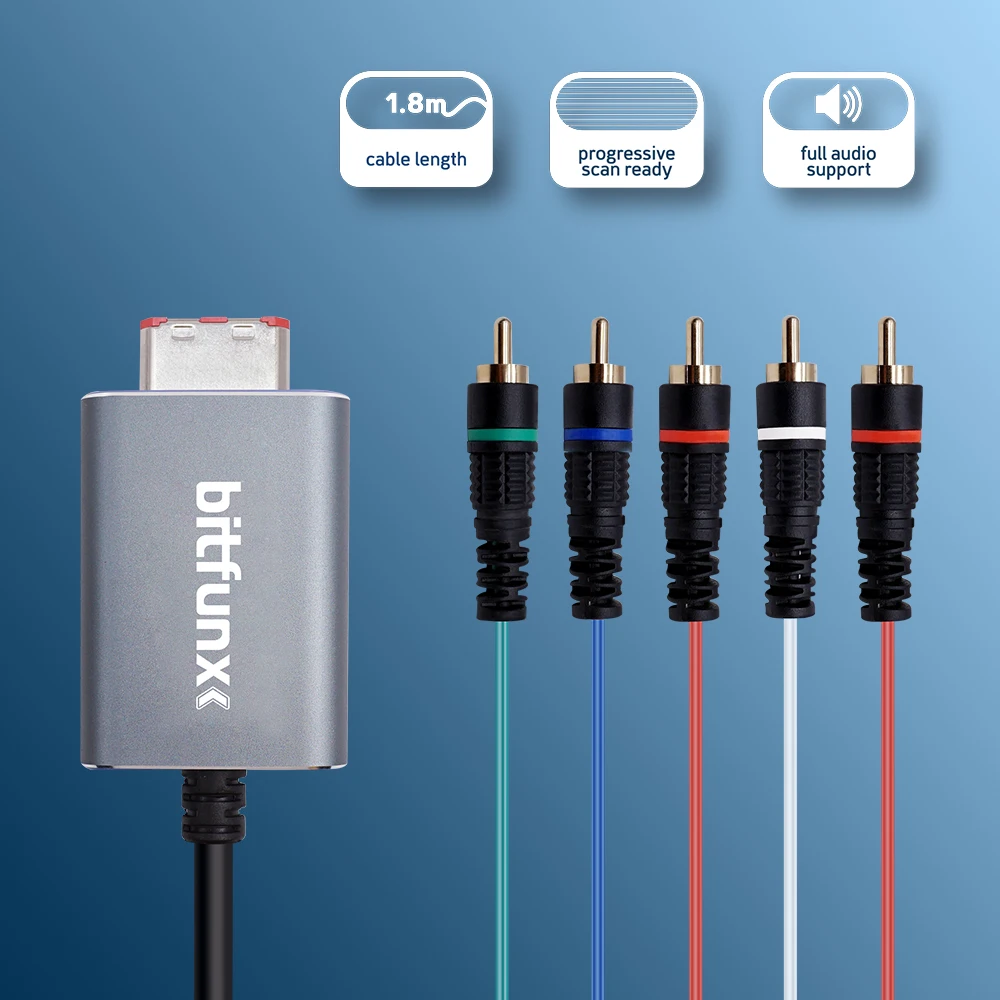 Компонентный кабель Bitfunx NGC для Gamecube Nintendo 5RCA YPbPr полная поддержка видео и аудио