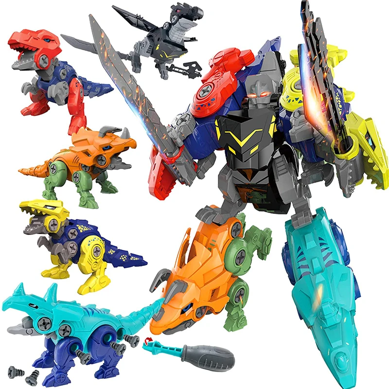 5 in 1 Dinosaur Building Toys DIY Transform Into Robot Set Learning Educational Kit for Kids Boys Birthday Christmas | Дом и сад