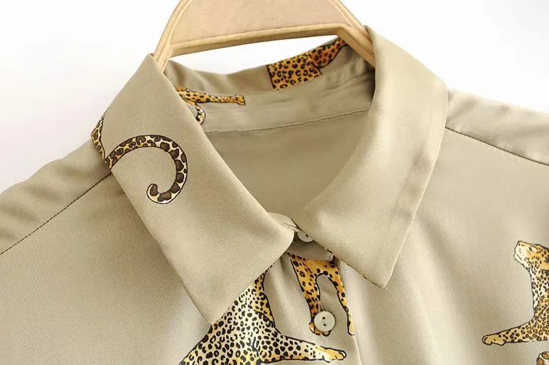 Новинка Женская винтажная Повседневная блуза с животным принтом осенняя женская