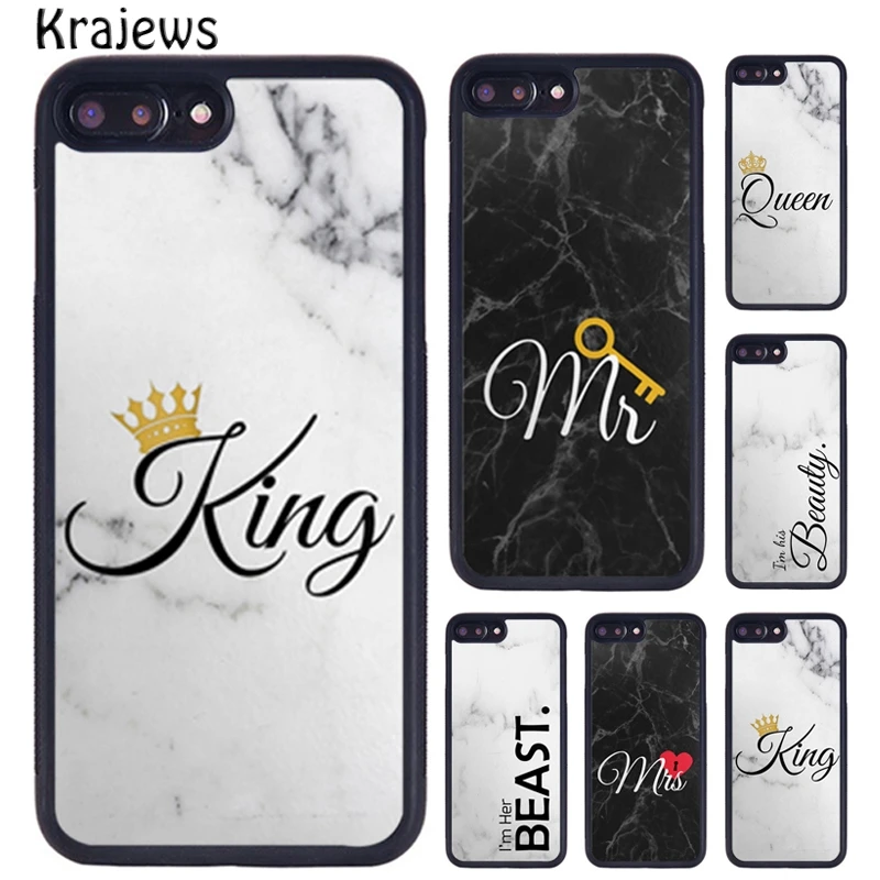 Чехол krajew KING QUEEN с короной MR MRS для телефона iPhone X XR XS 11 12 Pro MAX 5 6 6S 7 8 Plus Samsung Galaxy S7edge S8