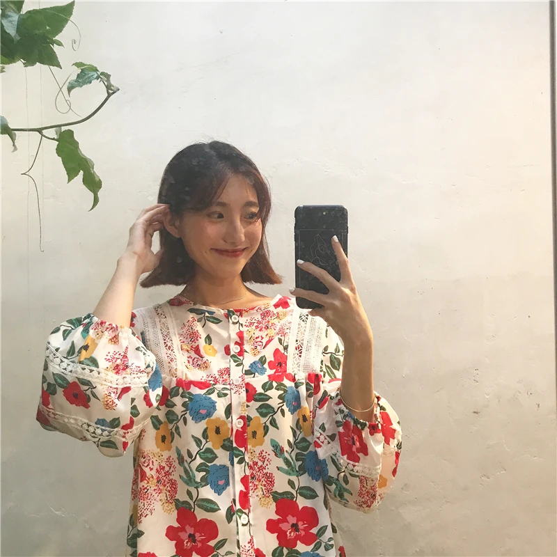 Шифоновый кардиган в стиле ретро с принтом снежинки и длинным рукавом кимоно