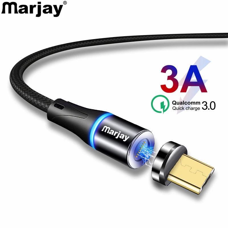 Магнитный Micro USB кабель Marjay 3 м для samsung S7 Xiaomi Redmi Note 5 Pro Android мобильный телефон