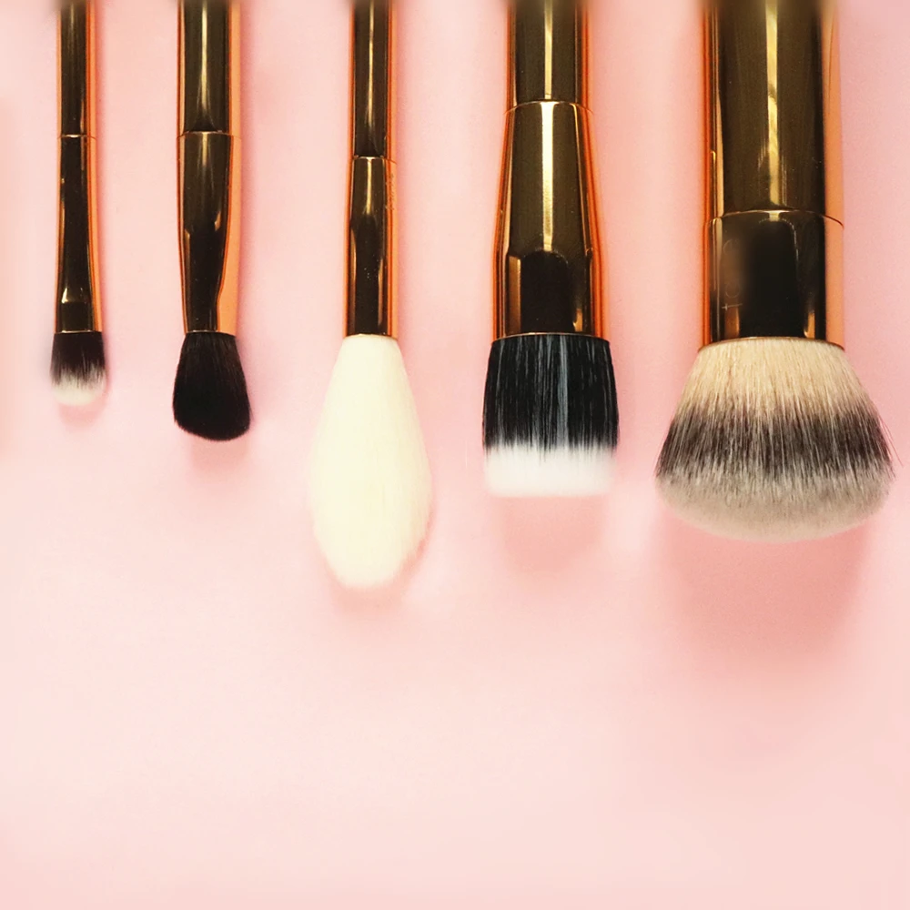 Роскошный золотой 5 шт. металлический набор кистей для макияжа Airbuki тональная