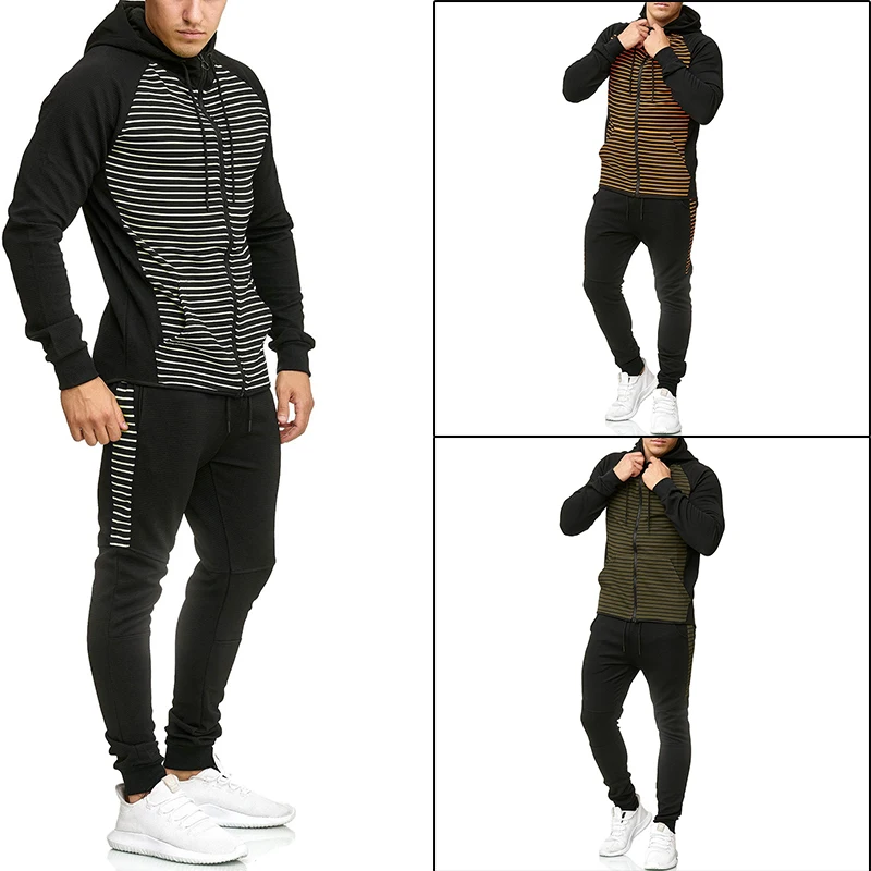 

2019 New Men Hoodies Sweatshirts Fashion Patchwork Striped Long Sleeve Hoodie Hip Hop Zapper Tracksuits Streetwear Harajuku Y