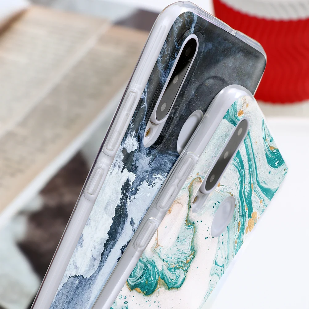 Прозрачные художественные мраморные чехлы из ТПУ для Huawei P Smart 2020 2019 Z P10 P20 P30 P40 Lite E