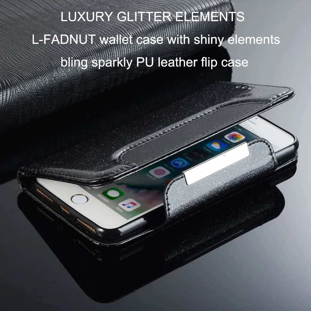 LCHULLE Case for Samsung S8 S9 Plus A5 A3 2017 S7 Edge Leather Glitter Wallet Card Slots Flip Holder Phone Back Cover Coque | Мобильные
