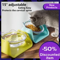 2021 new cat and dog neck protection bowl detachable simple pet anti overflow feeder 0 15%c2%b0 adjustable tilt non pressure suit